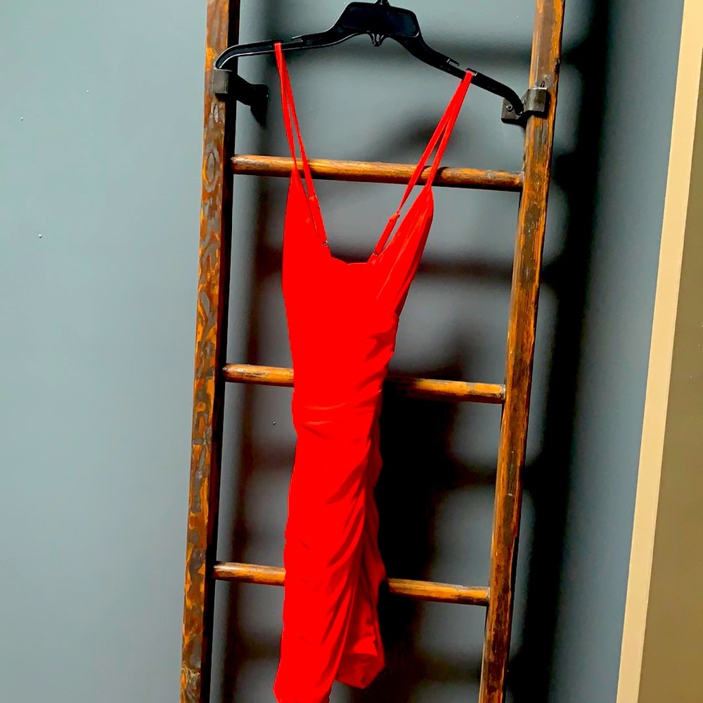 Bright red spaghetti strap body con dress size medium.